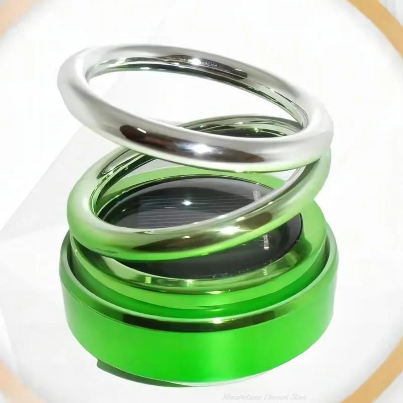 Solar Car Air Freshener Car Perfume Suspension Rotating Car Solid Perfume Aromatherapy ABS Double Ring Car Decoration