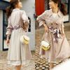 Used Arpege Story Limited Apuweiser-riche Pleated Trench Coat with Scarf, Beige