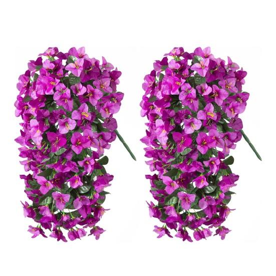Artificial Bougainvillea Flower Faux Hanging Bougainvillea for Outside Long Trailing Vines Fake Flower for Door Porch Planter Urn Patio Balcony Decor