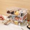 1 Stück einlagig vier Fächer transparent/weiß Acryl Kosmetik Aufbewahrungsbox, stapelbare Schubladen-Stil Schminktisch Display Box