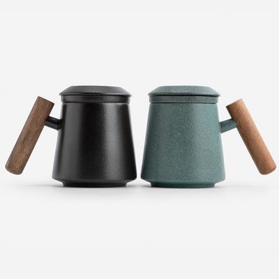 320ml Bluestone Glaze Ceramic Mug Simple Filter Tea Cup