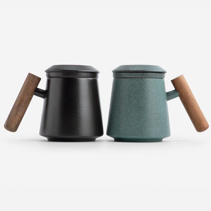 320ml Bluestone Glaze Ceramic Mug Simple Filter Tea Cup