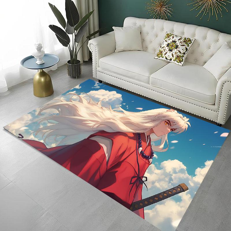 I-Inuyashas Cartoon HD Large Area Printed Carpet Non-slip Multi Function Carpet Living Room Rugs Home Kitchen Hallway Decor