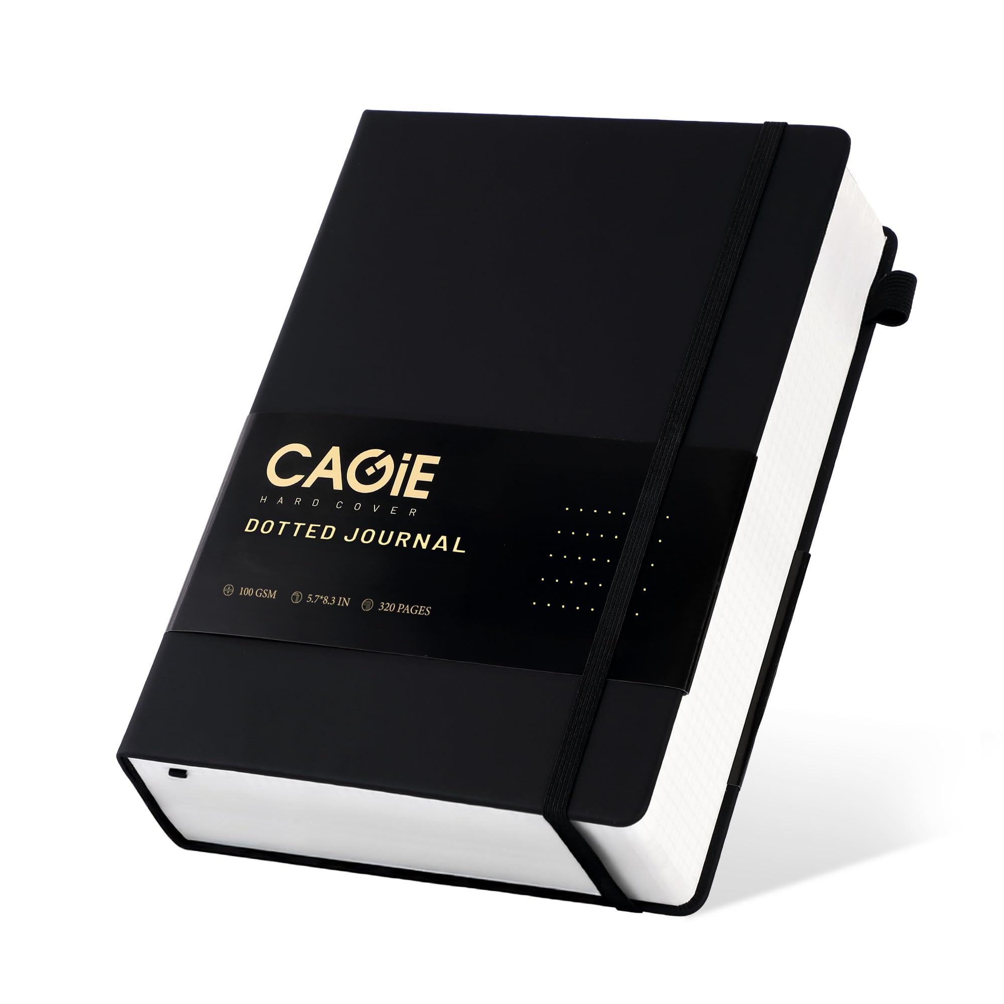 

CAGIE Dot 320 Bullet Journal Classic 100g Black Notebook, A5, Grid, Pages, Notebook, Hardcover, High-Quality Paper,