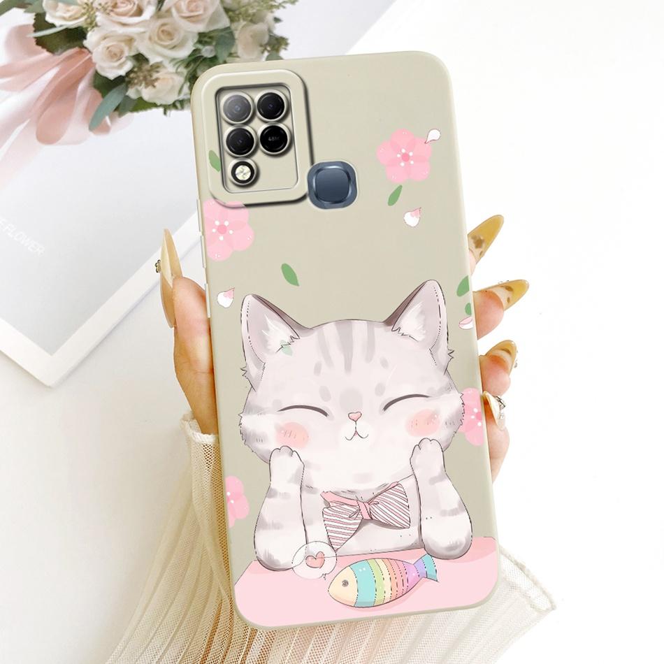 For Infinix Hot 10T 10S NFC 10i X659B X658E X689 X689C Cute Cat Flower Butterfly Cartoon Shockproof Soft Silicone Phone Case