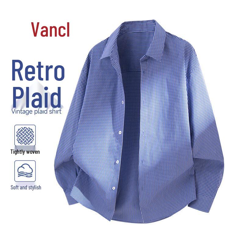 VANCL Men s Plaid Retro Loose-Fit Long Sleeve Shirt 2XL