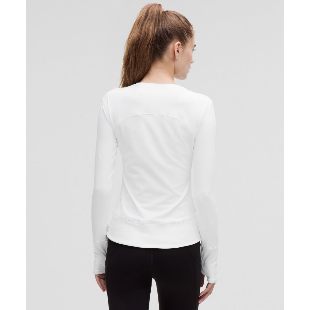 Lululemon Rulu Gathered Waist Long Sleeve Running Top White