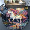 Fantasy Horse Round Area Rug,Carpet Rug for Living Room Bedroom Sofa Playroom Decor,Non-slip Floor Mat