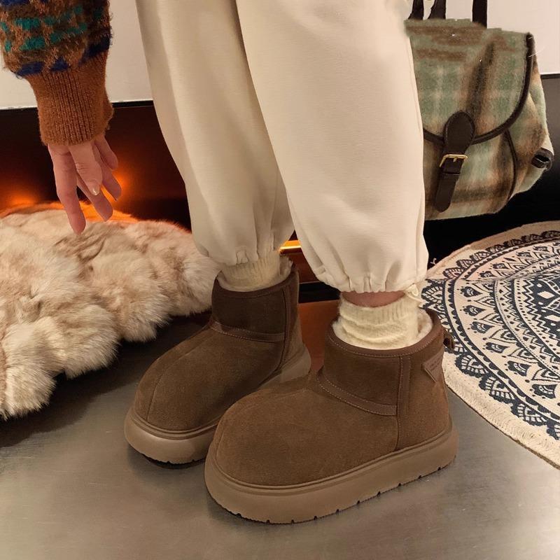 Neue Schneestiefel mit dicker Sohle, Damenschuhe, Fleece und verdickt, Ein-Fuß-Anti-Rutsch-Stiefeletten