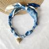 Hypoallergenic Bandana Scarf Necklace with Stainless Steel Heart Charm Handmade Jewelry Best Gift for Female Friends