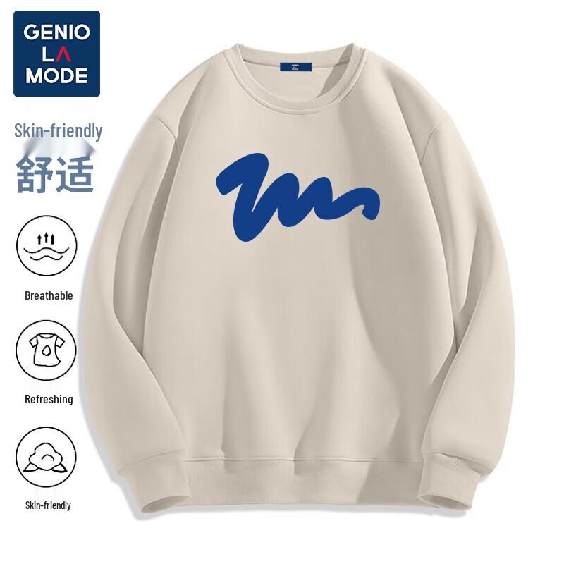 GENIOLAMODE Men's American Style Loose Fit Round Neck Sweatshirt