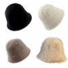 Warm Winter Fisherman Hat Furry Anti-cold Bucket Hat Temperament Plush Bucket Cap  Autumn