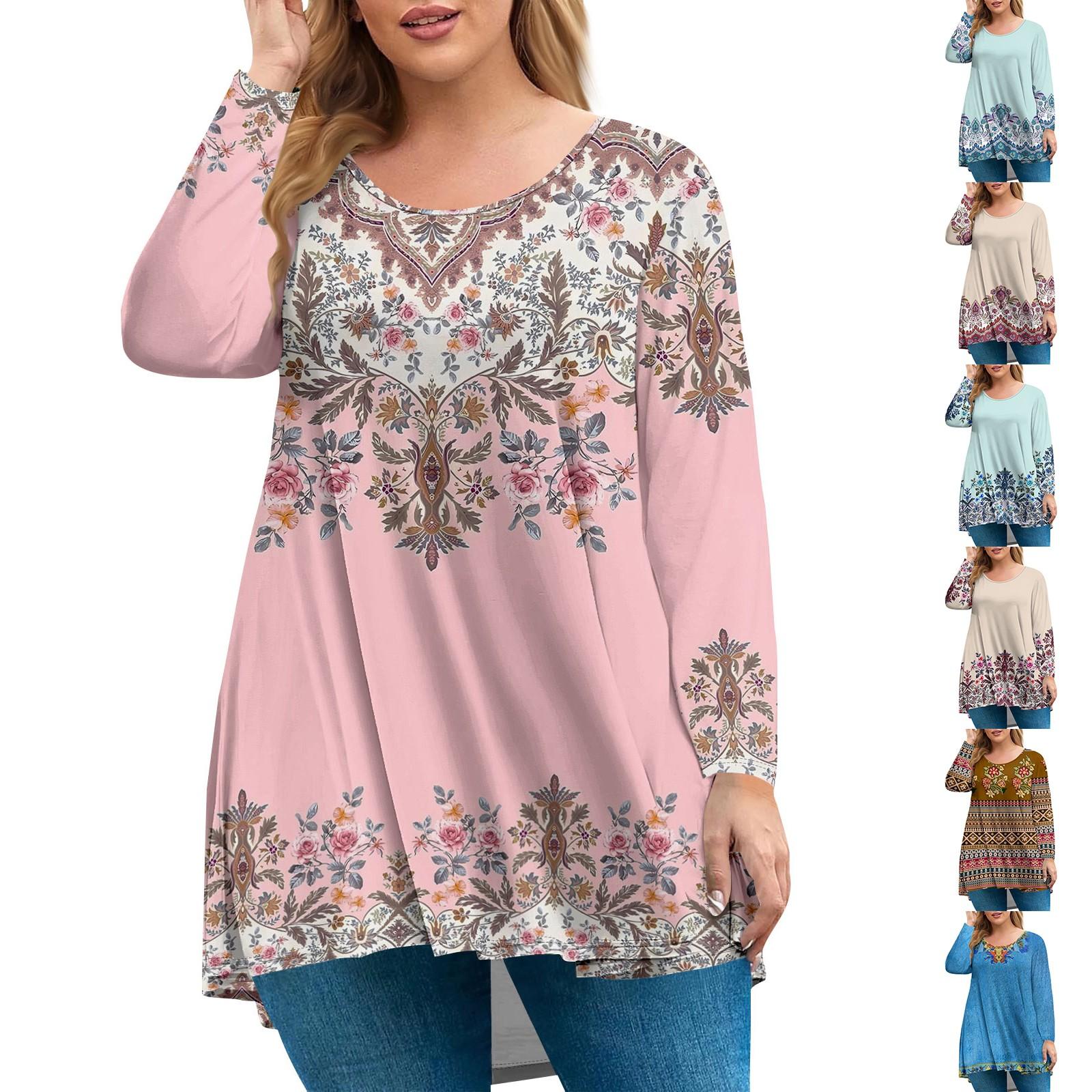 

Women s Plus Size Top, Garden Collar Long Sleeved Shirt, Fashionable Floral Print Casual Top XXXXL