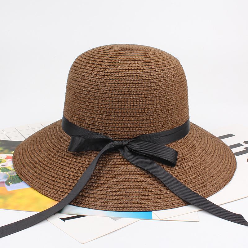 Summer Ladies Female Holiday Beach Visor Cap Outdoor Women Casual Foldable Ribbon Straw Hat Sun Hats