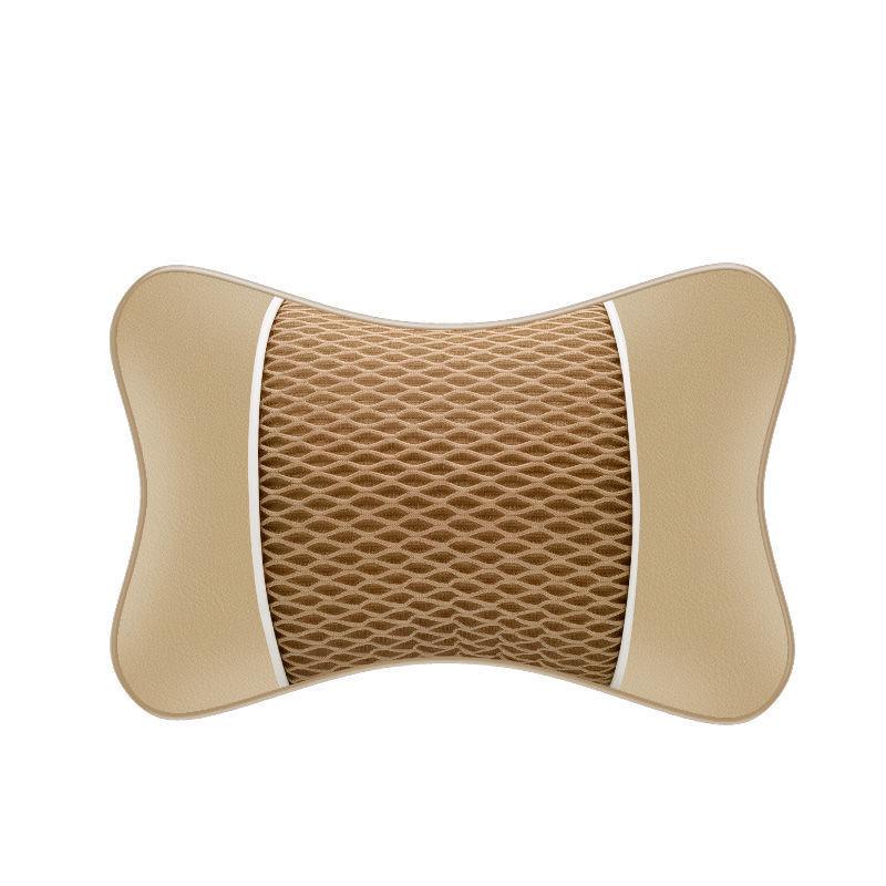 1pc Car Headrest PU Leather Mesh Breathable Neck Pillow - Soft, Comfortable Seat Rest Cushion for Neck Protection Accessories