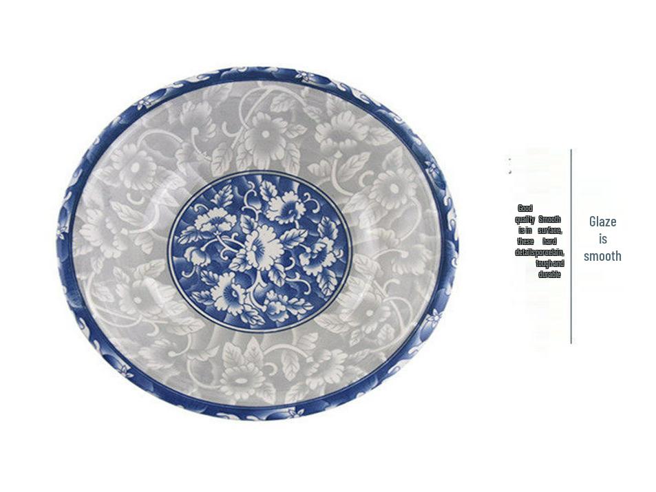 Set of 2 Large Blue & White Ceramic Bowls for Soup, Noodles, or Rice - Versatile Tableware