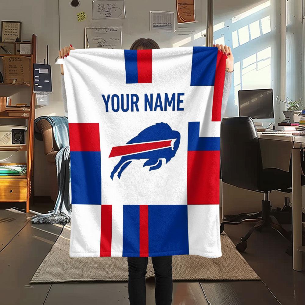 Custom Name,Buffalo Bills Printed Flannel Blanket, soft throw for bedroom sofa, washable, Christmas present, great gift.
