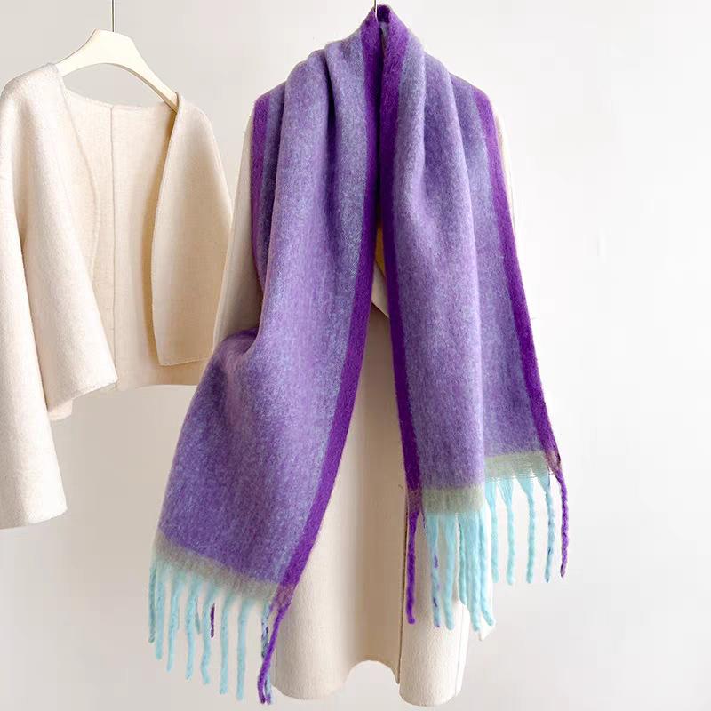 

Шарф с градиентным переходом женский зимний утолщенный теплый новый шаль с бахромой универсальный шарф-снуд студенческий шарф от холода 190cm*40cm260g