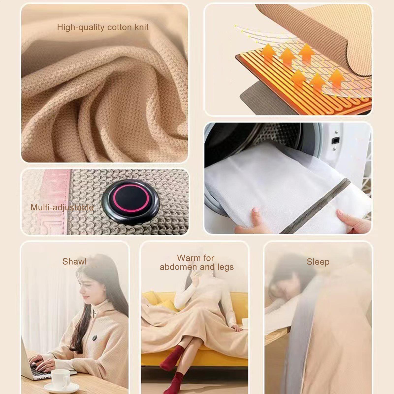 

Portable Heated Blanket 3 Gears Electric Heated Shawl with Auto Shut Off Electric Warm Blanket for Camping Office Outdoor Travel CN