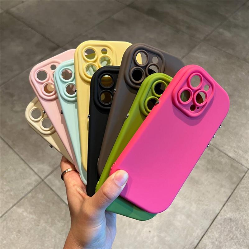 Per iPhone 14 15 16 Pro Max Colore Caramella Forma ad Arco Telaio Morbido in Silicone Custodia per Telefono Per iPhone X XR 11 12 13 Copertura Protettiva Lente
