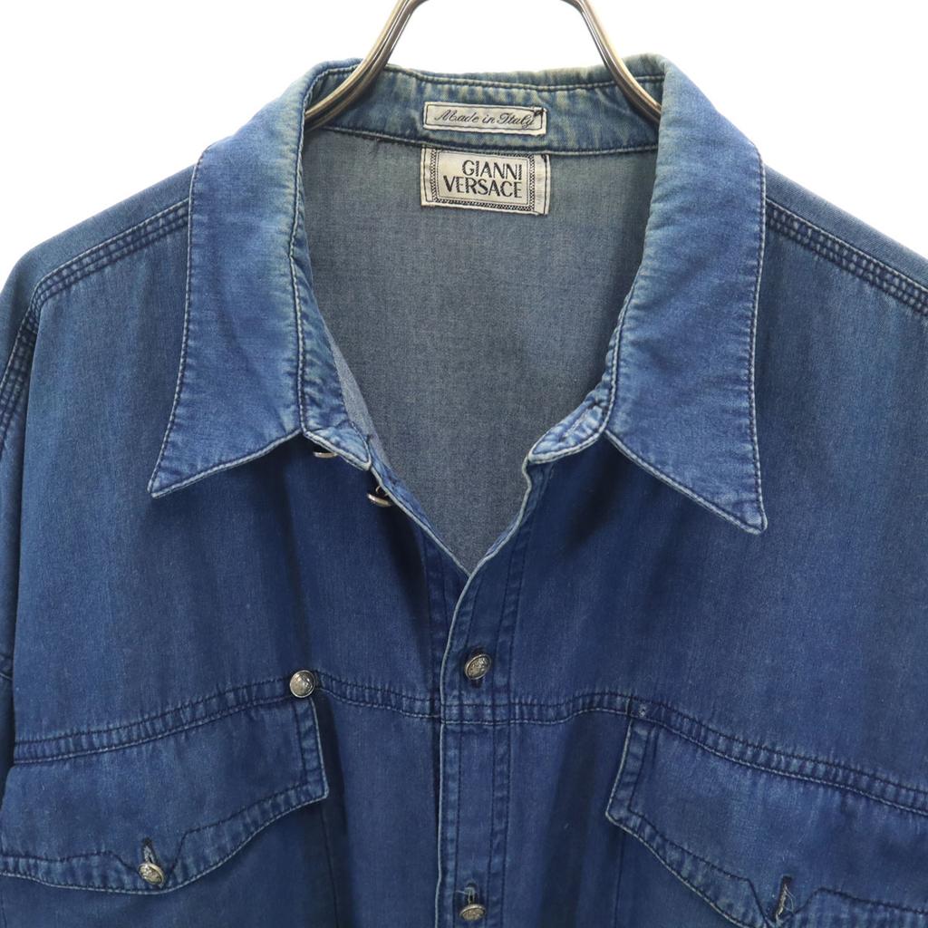 Gianni Versace Made In Italy Long Sleeve Chambray Shirt 50 Denim Men's Used