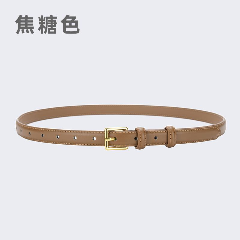 Women'S Belt Women'S Leather Decoration With Skirt Simple Cowhide Pin Buckle Jeans Belt Women'S Black Tide