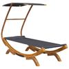 Sun Lounger with Canopy 100 X 190 X 134 Cm Solid Bentwood Anthracite