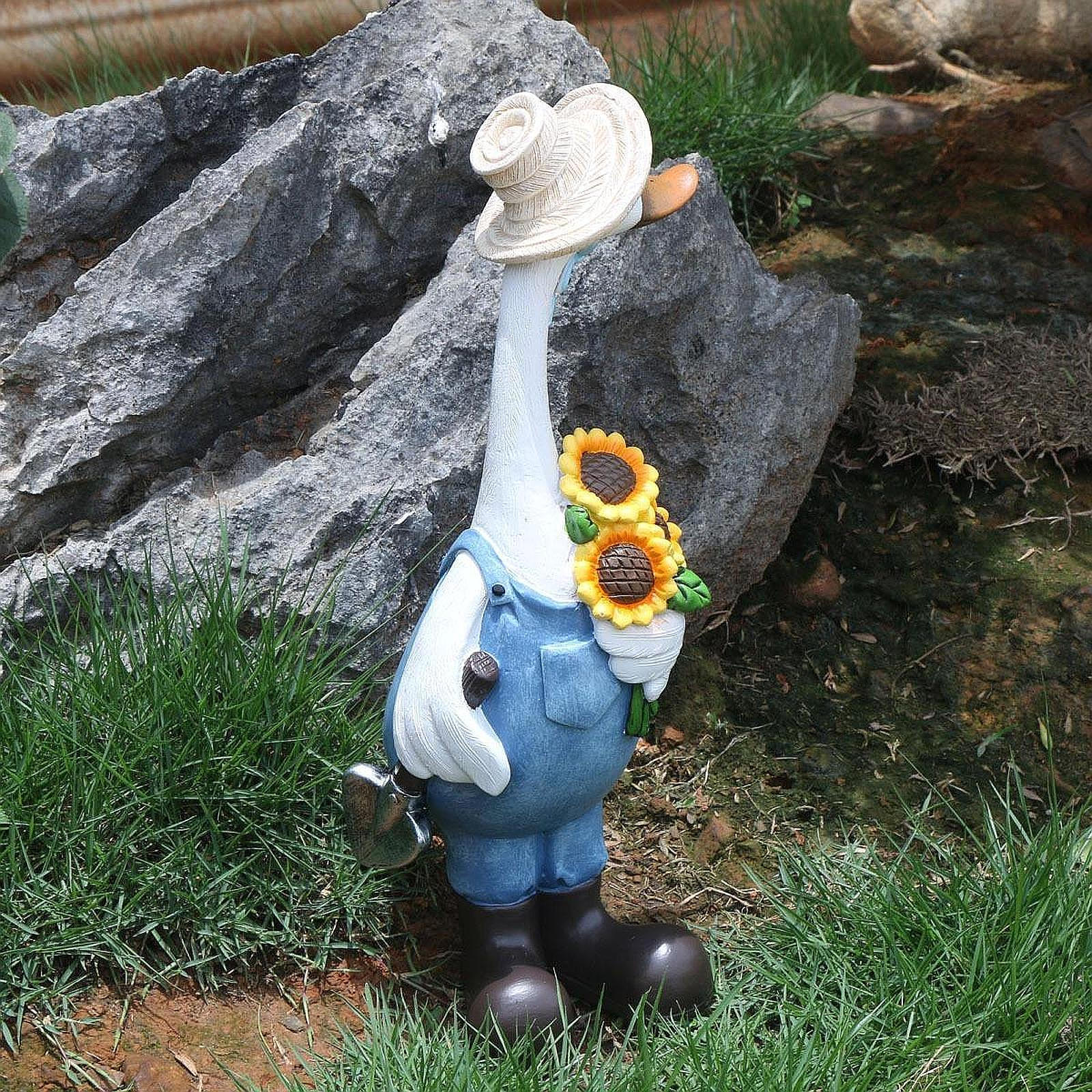 

Garden Duck Statue Animal Figurine Decorative Collectible, Modern Resin Sculpture, Outdoor Male Duck