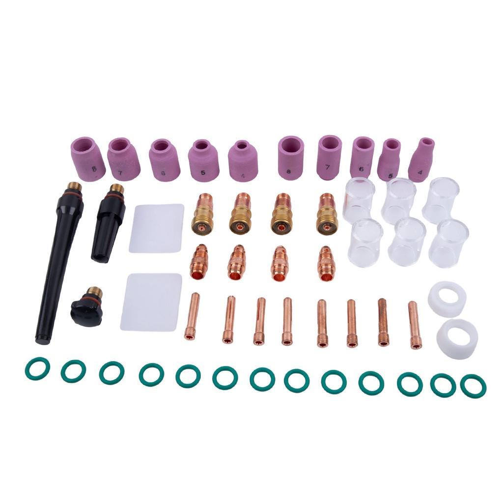 49Pcs TIG Welding Torch For Stubby Gas Lens #10  Glass Cup Kit For WP-17/18/26