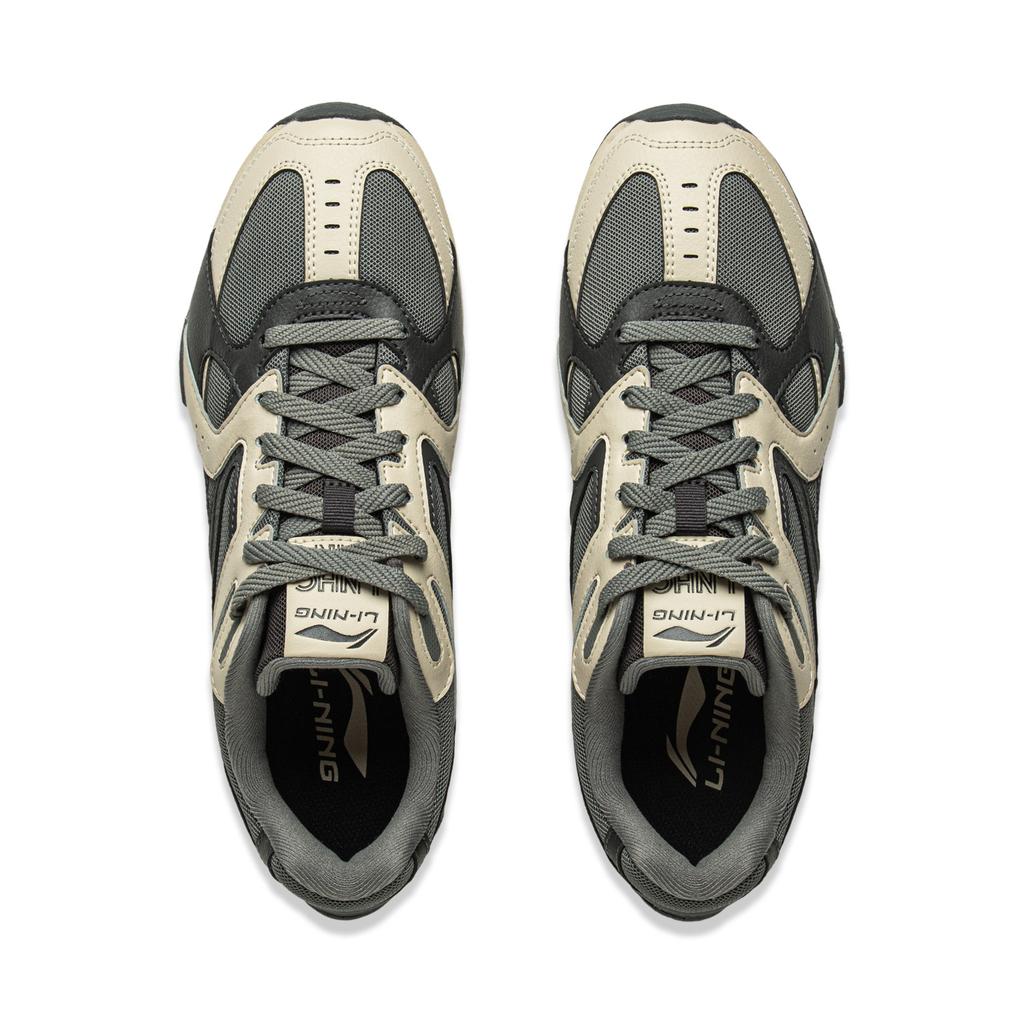 New LiNing Film Retro Slip Resistant, Abrasion Resistant, Lightweight Low Top Casual Shoes Men's Gray Green AGLV137-1