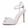 Plus Size Shoes for Women 35-43 Summer Elegant 10cm High Heel Peep Toe Party Evening Wedding White Sandals Women Footwear