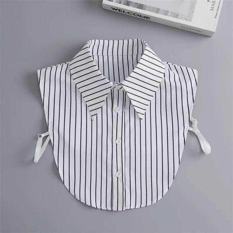 New Women White Lace Fake Collar Vintage Shirt Detachable Collar Front Tie Men Lapel Blouse Top Sweater Cotton False Collars
