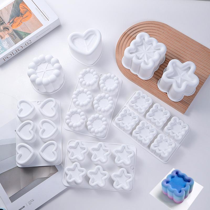 Herz Stern Quadrat Bento Kuchen Silikonform Schokoladenmousse Form Obstkuchen Dekorationen Wiederverwendbar Seife Kerze Gips Herstellungsform