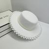 Original Design White Elegant Wedding Hat French Elegant Retro Hepburn Autumn Winter Celebrity Pearl Wool Lace Flat Top Hat