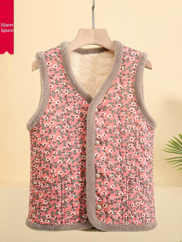 Autumn Winter Plus Velvet Vest for Middle-Aged & Elderly Women - Thickened Waistcoat for Moms & Grandmas