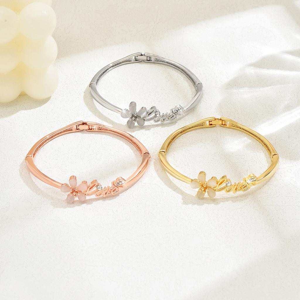 Jewelry Bracelet, Stylish And Elegant Alloy Flower Hollow Ladies Villa Bracelet Qixi Festival Gift
