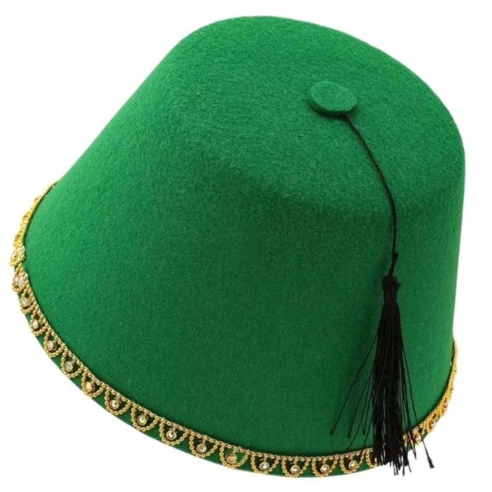 Breathable Felt Fez Cap Round Turkish Tassels Cap Tarboosh Fez Hat  Festival Supplies
