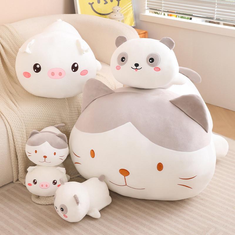 Adorable Dingding Series Plush Pillow Soft Cartoon Stuffed Toy For Girls Panda And Pig