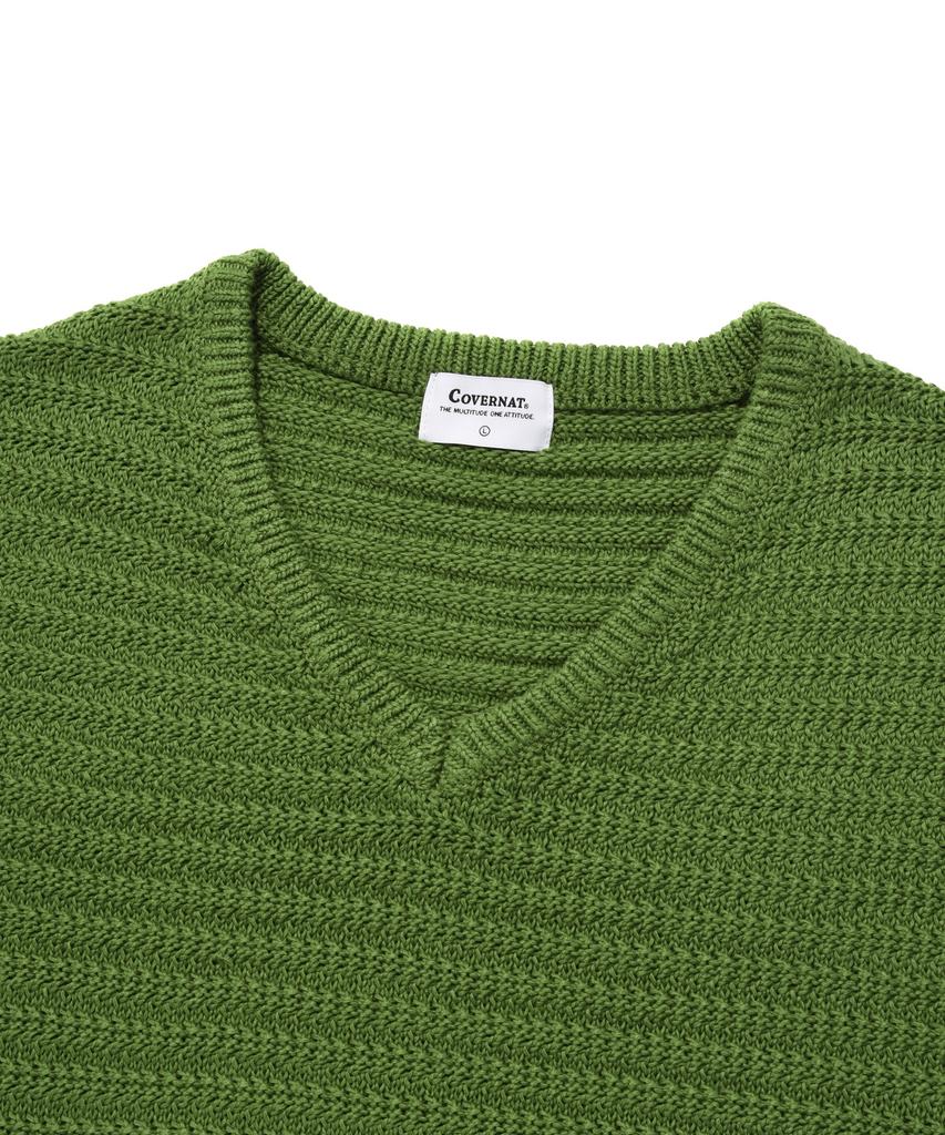 COVERNAT V-Neck Knit Vest Green
