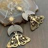 Exquisite Personality Sun Moon Hollowed-out Moth Pendant Stainless Steel Dangle Earrings for Women Bohemia Retro Jewelry Gifts