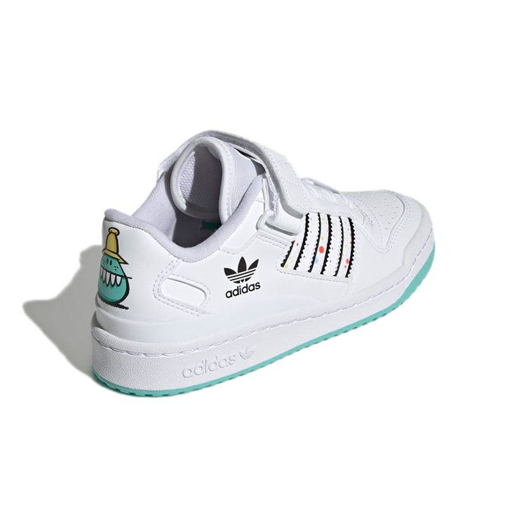 Adidas Originals Forum Low J Durable Low Top Kids Skate Shoes Kids Sneaker White Black Blue H01440