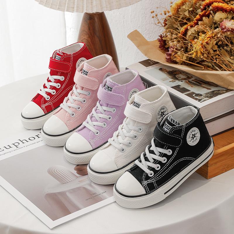 Kids' Unisex Canvas Shoes - Winter 2025 Style, Round Toe, High/Low Top, Soft Sole Board Sneakers for Students