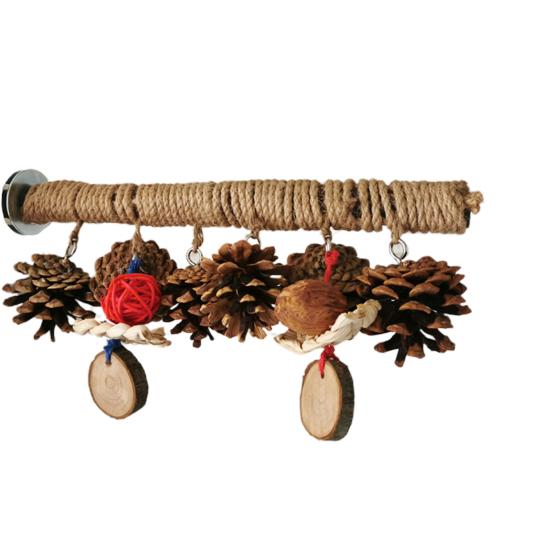 

Подставка для попугая, жевательная сосновые шарики, шлифовальная лапка из натурального дерева, пеньковая веревка, плетение L