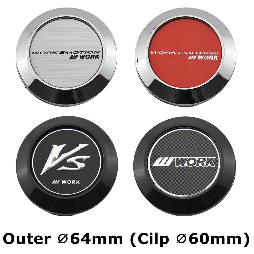 4PCS 64MM OD / 60MM ID Cap For Rims WORK EMOTION EQUIP MEISTER VS Emblem Wheel Center Cap Sport Car Logo Wheel Cover Hub caps