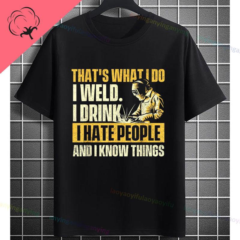 UnisexS Welder Graphic TShirt God Guides My Hands Fashion Shortsleeve Pure Cotton Oneck Casual Humor Style Tshirt