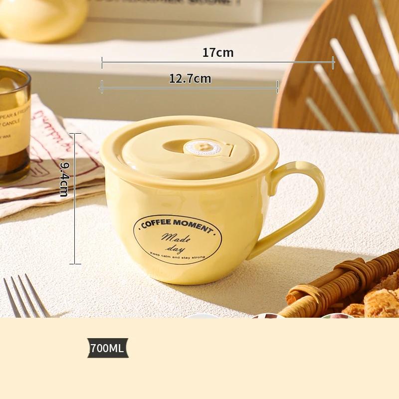 Creative Minimalist Ceramic Mugs with Lid Fashion Exquisite Household Breakfast Coffee Cups Holiday Gifts Couple Water Cup