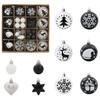 Christmas Ornament Set 40 Pcs Black and White Plastic