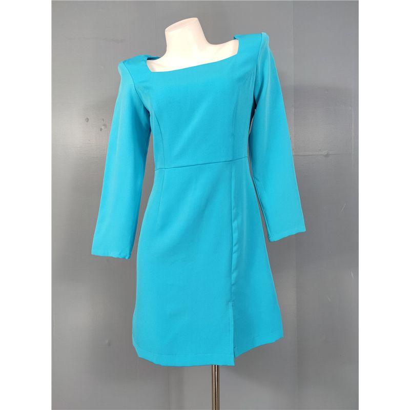 

Export Single Inc Home Work Clothing Office All-Matching Graceful Spring New Arrival Long Sleeves Work Ol Special Dress Female Peacock Blue L