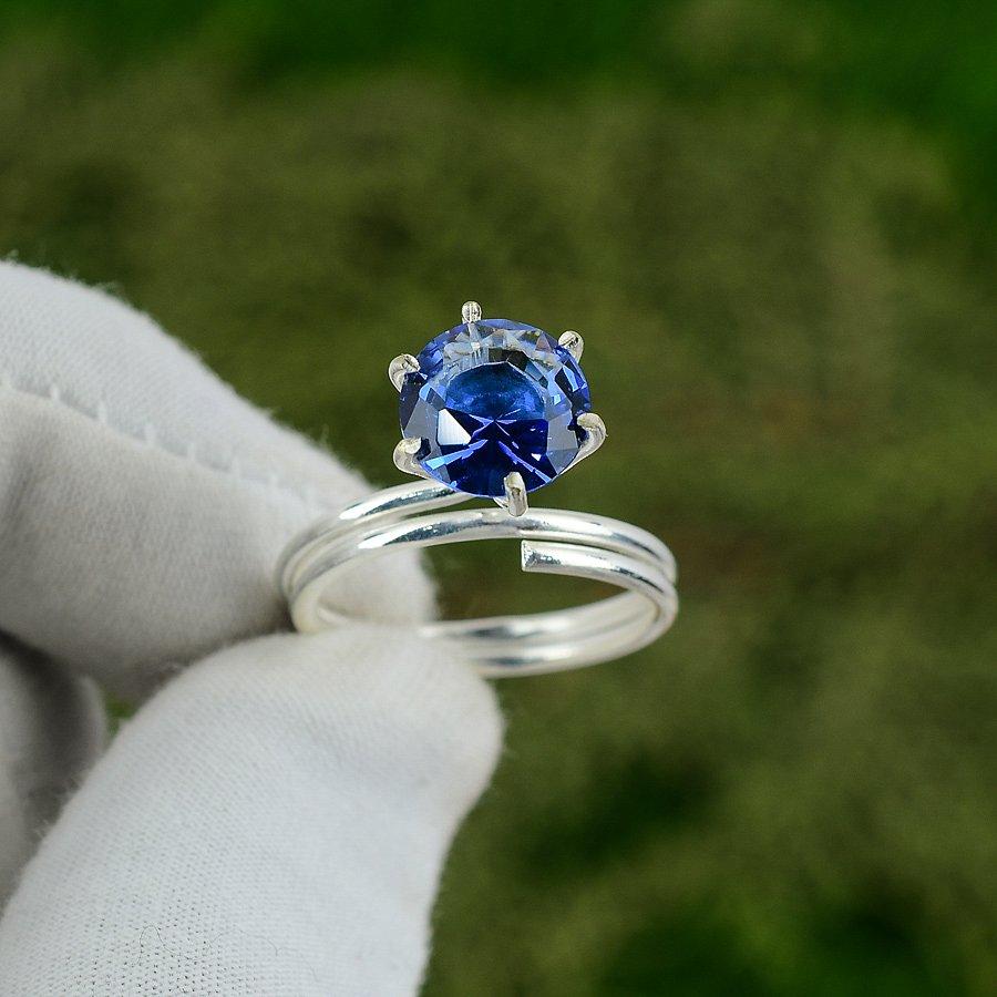 Friendship Day Sale 925 Silver Tanzanite Quartz Gemstone Solitaire Birthday Ring