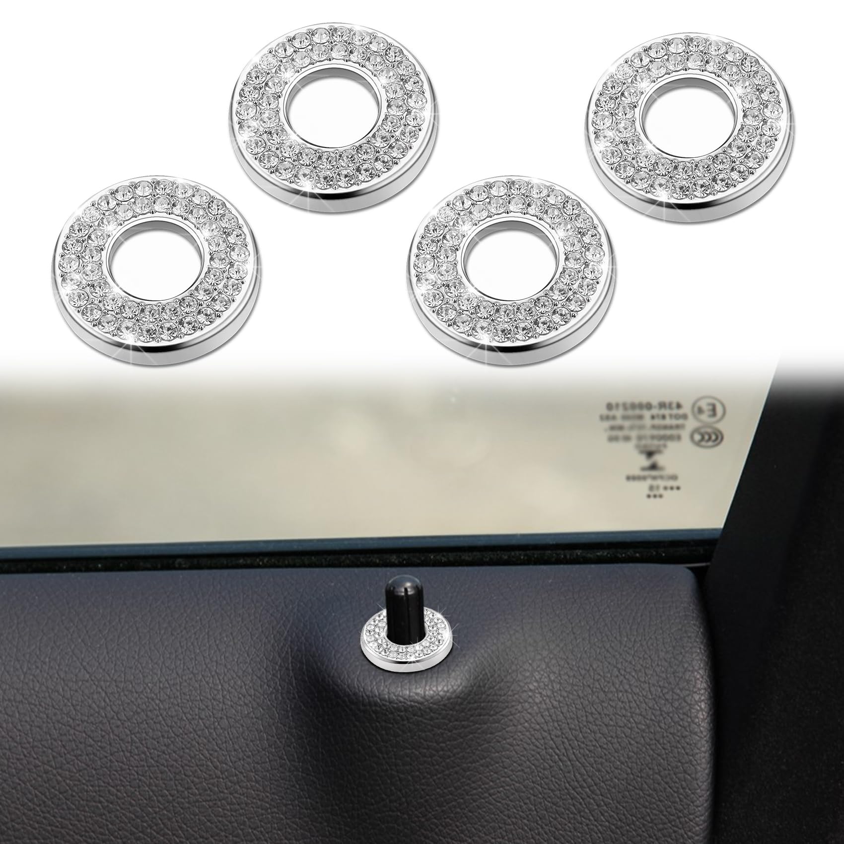 

PACLVIO 4pcs Bling Inner Car Door Lock Cover Sticker, Glitter серебряный